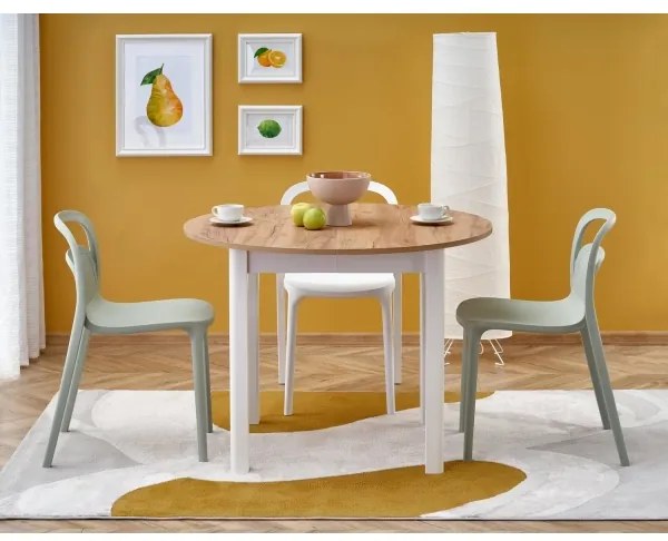 Masă de dining CALMIO, stejar craft/alb