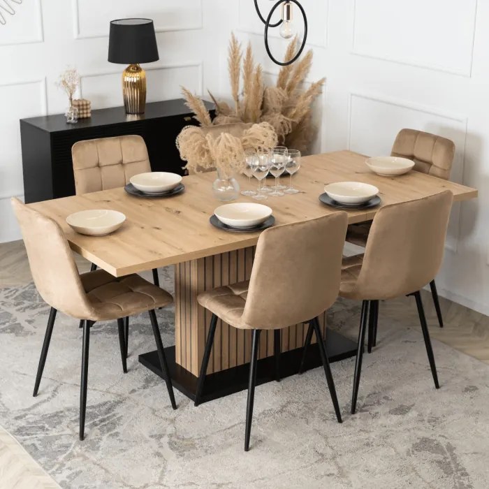JAKS Masă extensibilă 130 - 180 cm stejar artisan negru Giant