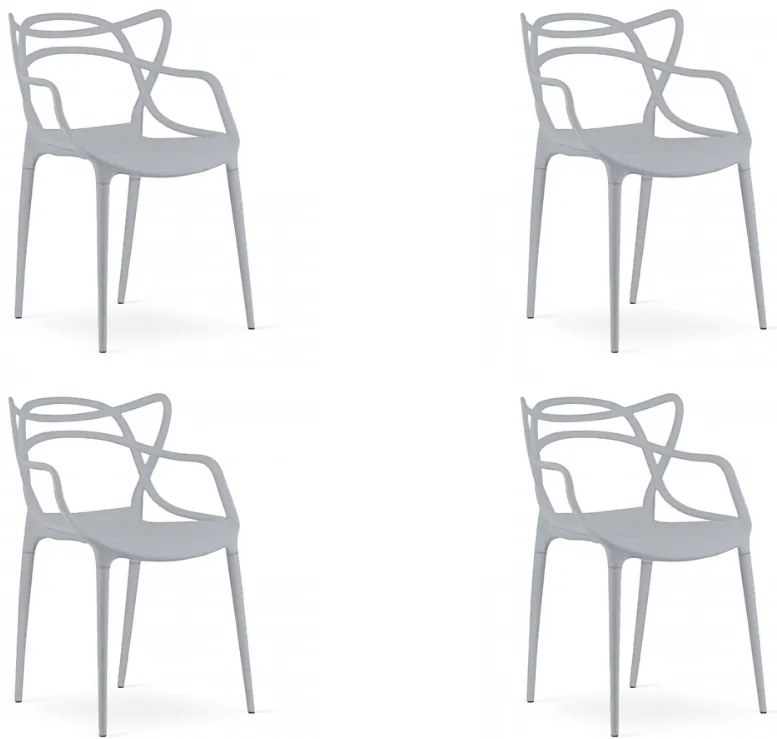 Set 4 bucati scaune din plastic KATO gri deschis