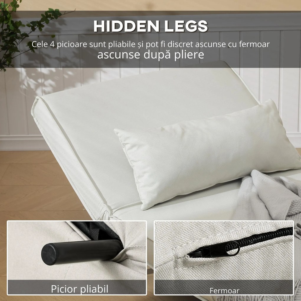 HOMCOM Fotoliu Pat 3 in 1 cu Spatar Rabatabil, Bej