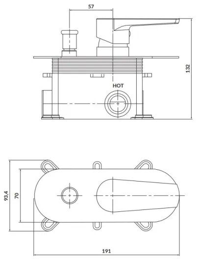 Baterie de duș pentru instalare ascunsă Cersanit S951-338 MODUO crom lucios