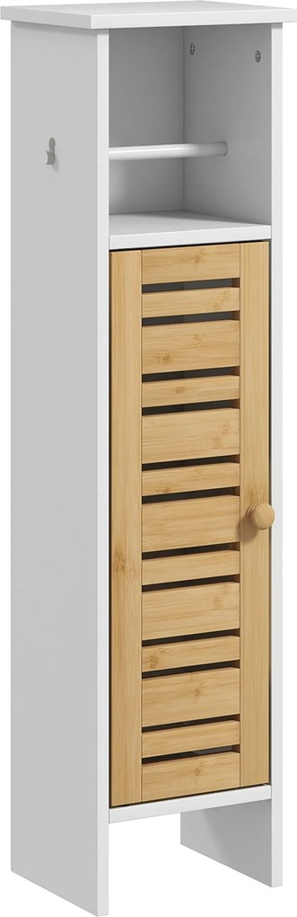 HOMCOM Dulăpior de Baie cu Suport pentru Hârtie Igienică, Dulap Îngust cu Raft Reglabil, 78 cm, Alb | Aosom Romania