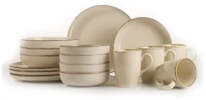 Set de masă 16 piese, bej, porțelan