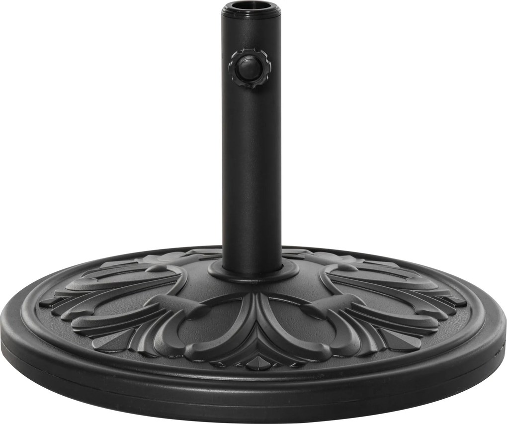 Outsunny Bază Stabilă Rotundă pentru Umbrele, Plastic Rezistent, 13kg, Compatibilă cu Stâlpi 35-38-48mm, Negru | Aosom Romania