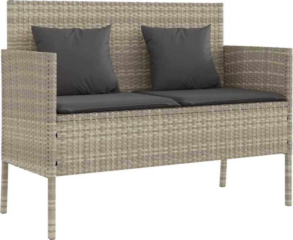 vidaXL Bancă de grădină cu pernă, gri deschis, poliratan