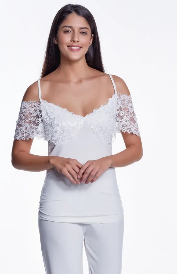 Pijamale femei NELA din bambus XL Crem