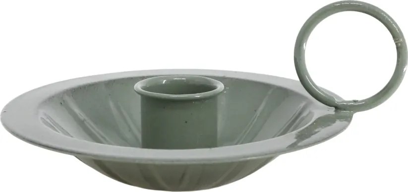 Suport de lumanare, verde, din aluminiu, H4cm, Chamber