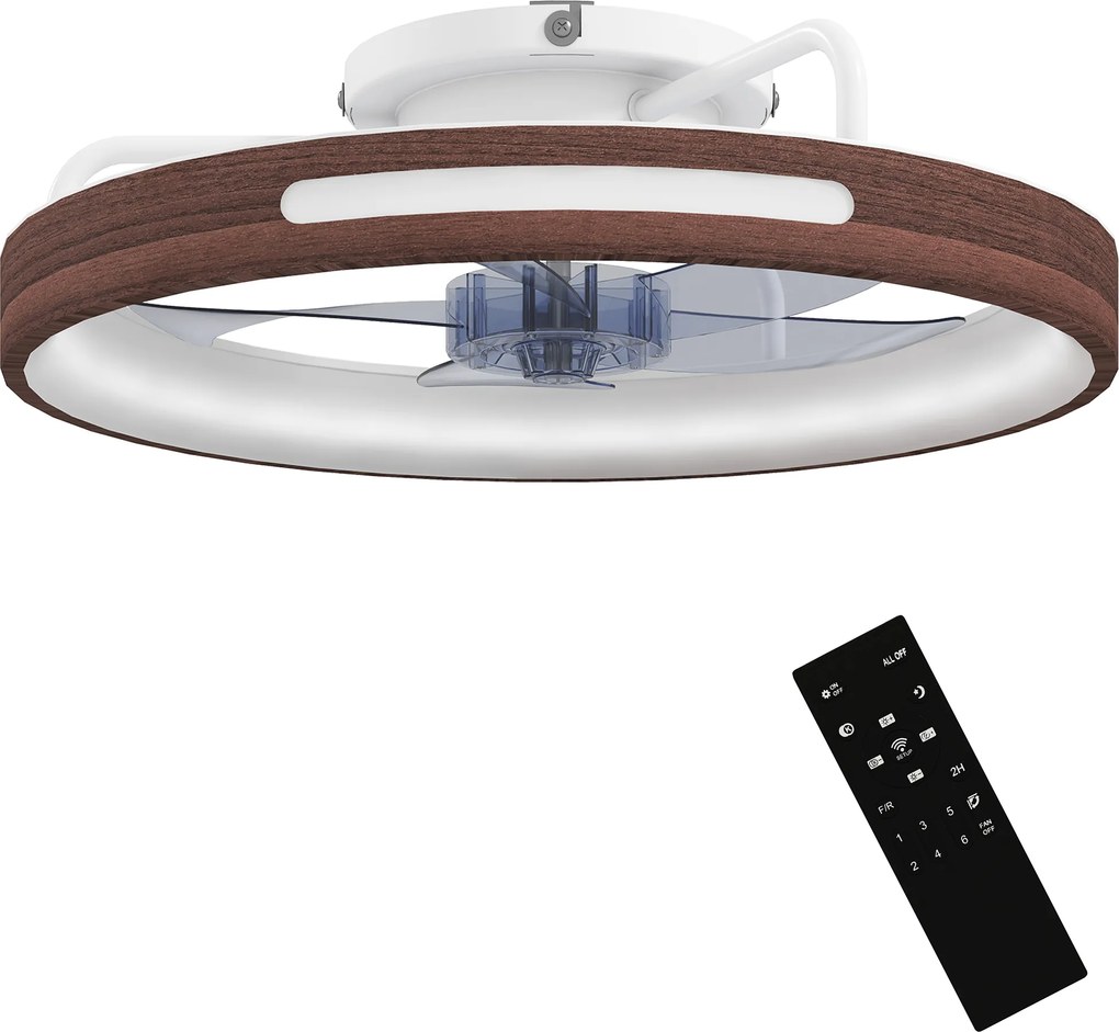 HOMCOM Ventilator de tavan cu lumină LED 40 W motor DC reversibil telecomandă 6 viteze 3 culori temporizator Teak | Aosom Romania