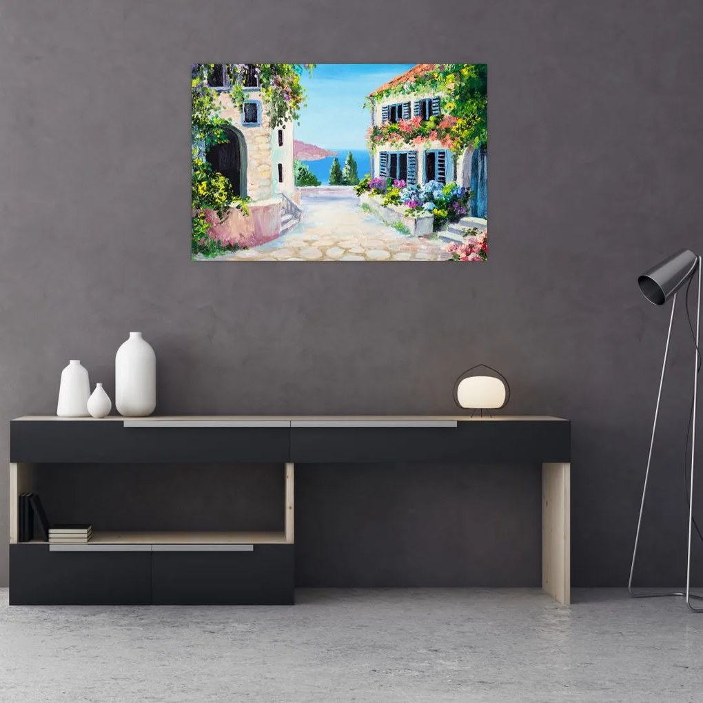 Tablou - Alee grecească, pictură în ulei (90x60 cm)