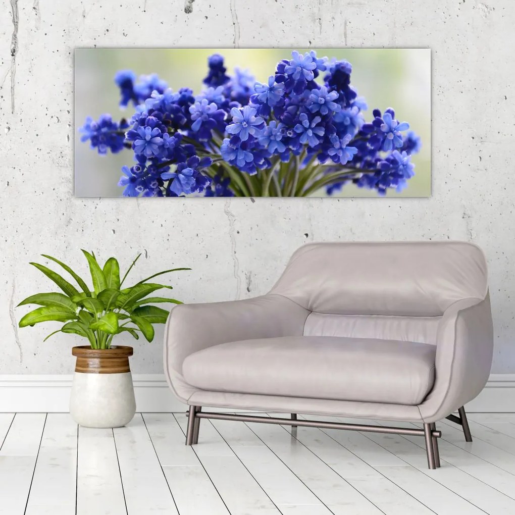 Tablou buchet cu flori albastre (120x50 cm)