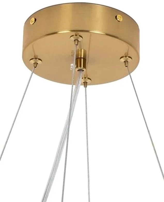 Lustra Suspendata, Metal Auriu, Petale Flori Albe Ceramice, FLORA 100