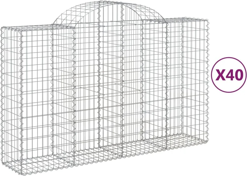 vidaXL Coșuri gabion arcuite 40 buc, 200x50x120/140cm, fier galvanizat