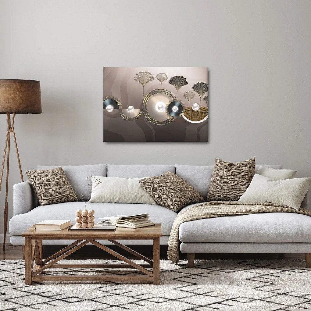 Tablou - Abstract maro-auriu (70x50 cm)