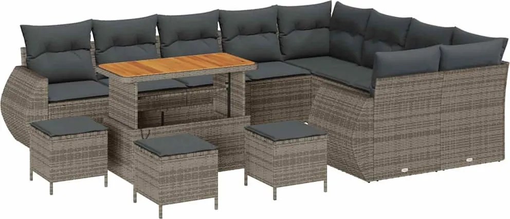 vidaXL Set de canapele pentru grădină 13 pcs Gri poliratan