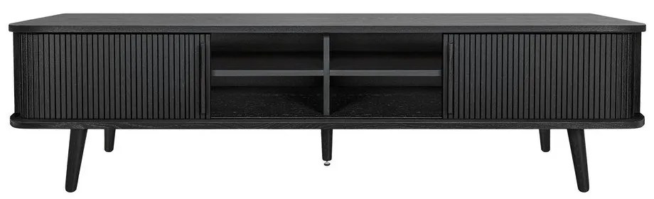 Comodă TV neagră cu aspect de lemn de stejar 178x50x40 cm Rove – Woodman