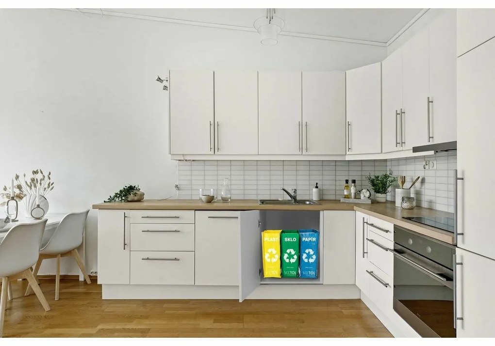 Sixtol Saci pentru sortarea deșeurilor SORT EASY 3SLIM, 18 x 30 x 40 cm, 3 x 22 l, 3 buc.