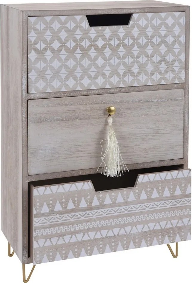 Dulăpior decorativ Nordic, 3 sertare,25 x 14 x 39 cm