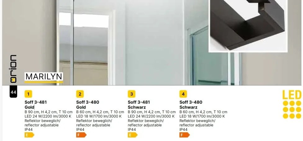 Aplica pentru oglinda baie reglabila IP44 MARILYN L-90cm negru