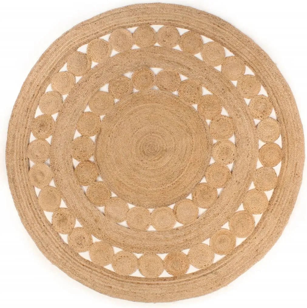 vidaXL Covor din iută cu design împletit, 180 cm, rotund