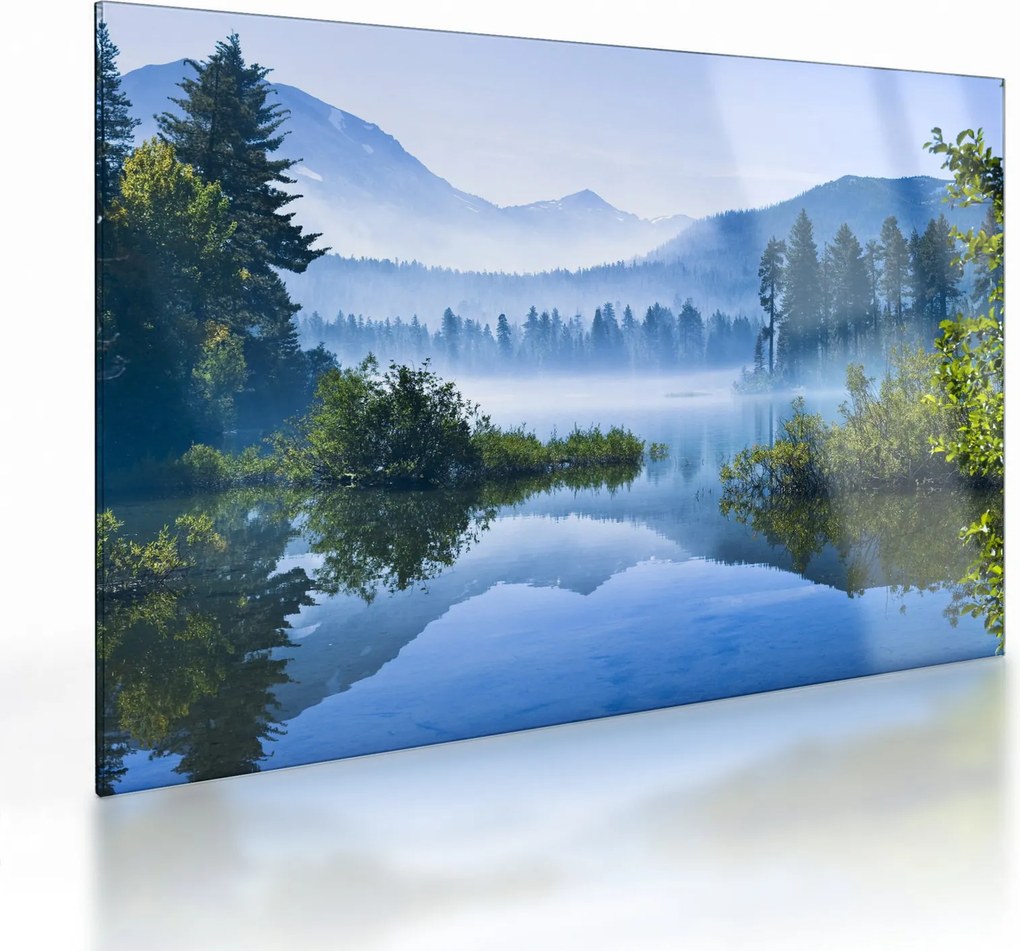 Tablou pe sticlă cu lac montan (70x50 cm)