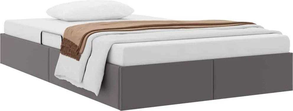 vidaXL Pat cu storage cu headboard Gri 120 x 200 cm Piele artificială