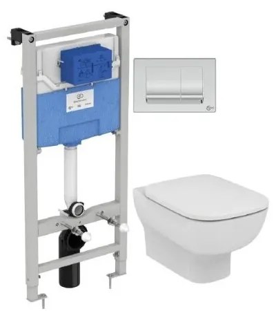 Set vas wc suspendat Ideal Standard Esedra AquaBlade cu capac inchidere lenta si rezervor Ideal Standard Prosys