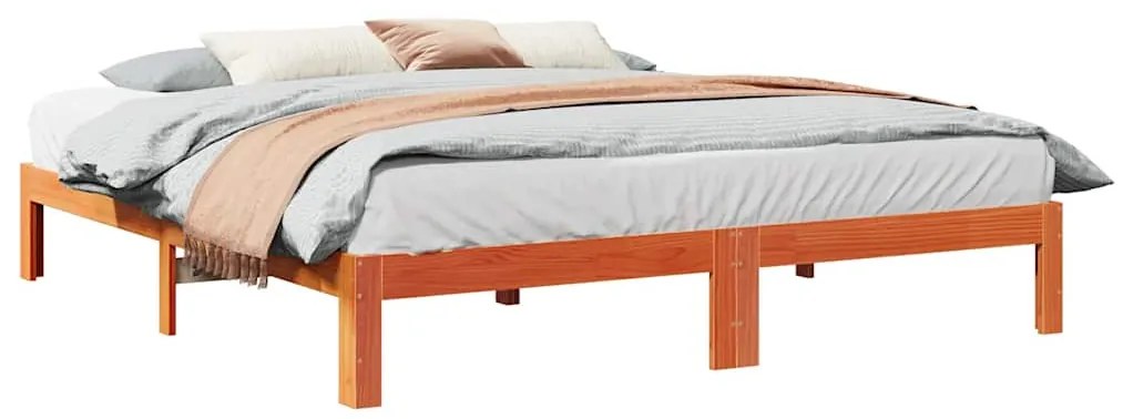 vidaXL Cadru de pat fără saltea, maro ceruit 180x200 cm lemn masiv pin