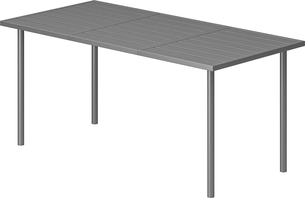 Outsunny Masă de grădină 165 x 80 cm pentru 6 persoane Masă de dining cu blat din lamele Cadrul din oțel, Dreptunghiulară | Aosom Romania