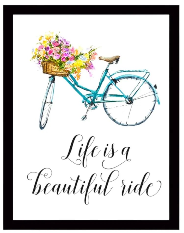 Tablou pe pânză în ramă neagră Tablo Center Bicycle, 29 x 24 cm