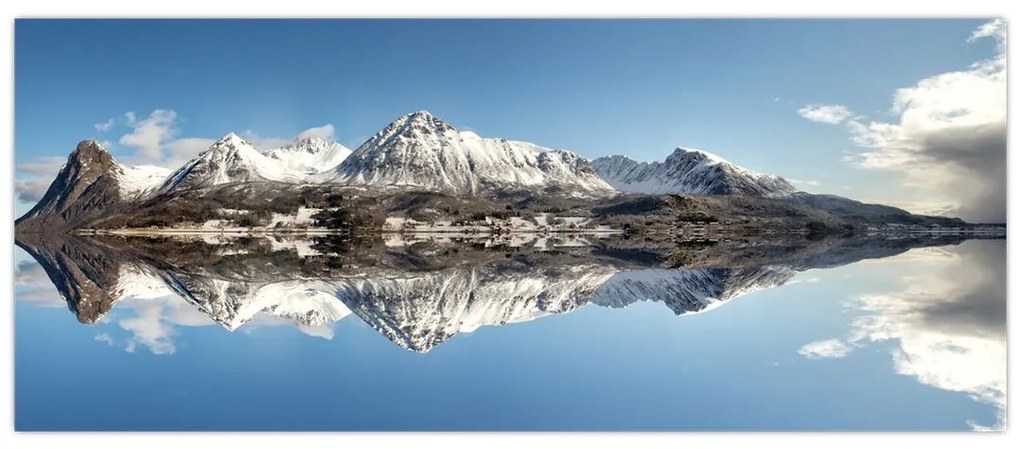 Tablou cu munți și reflectarea lor (120x50 cm)