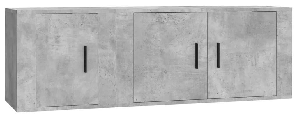 3188410 vidaXL Set dulap TV, 2 piese, gri beton, lemn prelucrat