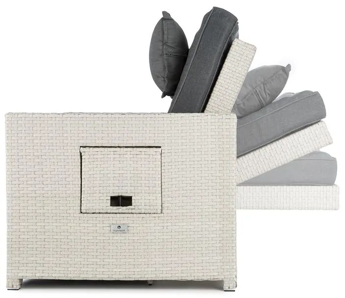 Zona de confort Rattan canapea pentru camera de zi, cu două locuri, din răchită 121x86x99cm 10cm, plianta siextensibila, alba