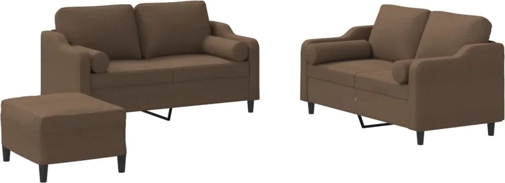 vidaXL Set de canapele cu perne, 3 piese, maro, textil