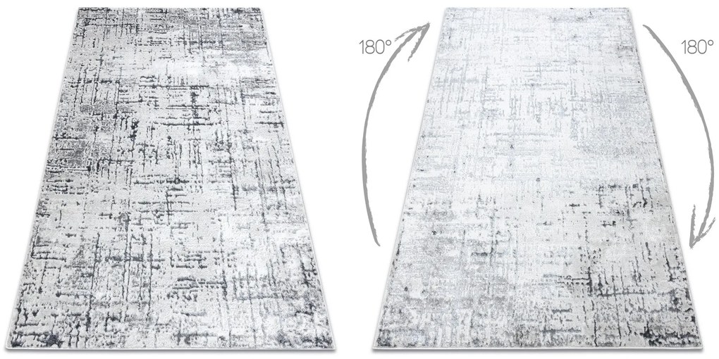 Covor MEFE modern 8722 Linii vintage - structural două niveluri de lână gri / alb