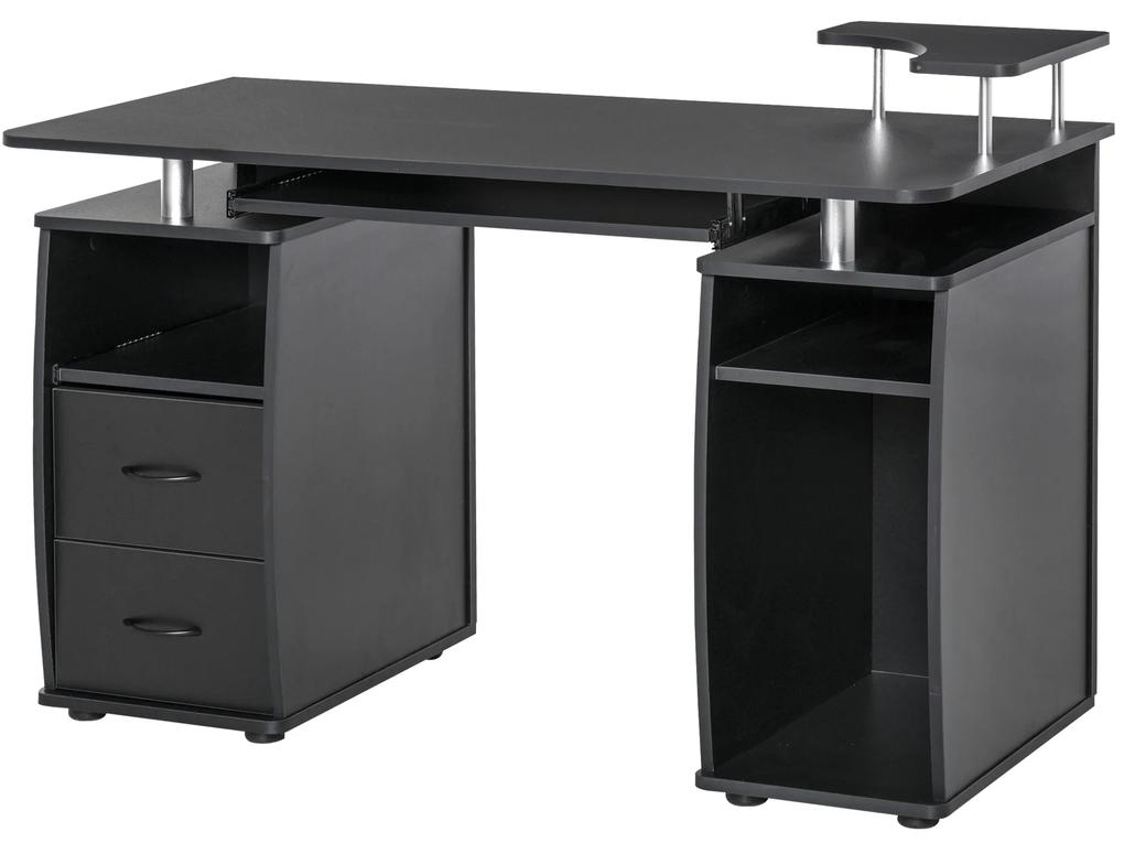 HOMCOM masa de birou suport PC din lemn cu sertare si suport pentru tastatura casa si birou