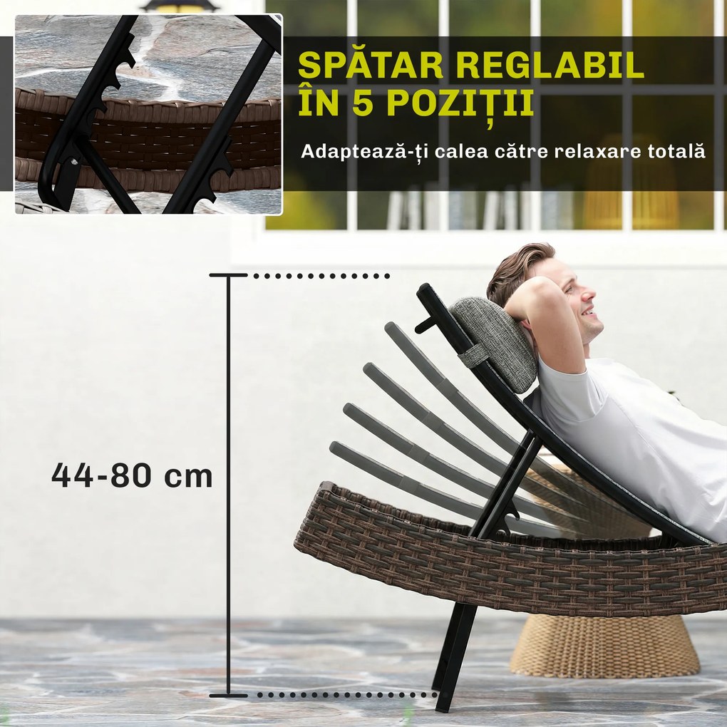 Outsunny chaise longue curbat | Aosom Romania
