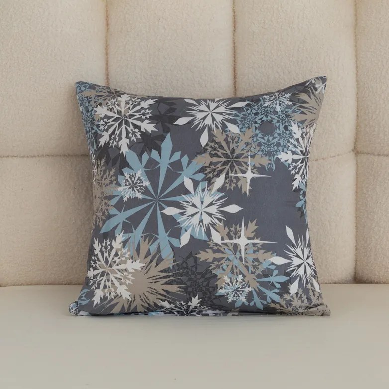 Husa pentru perna din microfibra SNOWFLAKE 45x45 cm, albastru-gri