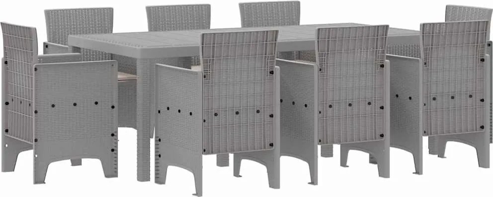 vidaXL Set de masă pentru grădină 9 pcs Gri deschis Polipropilenă