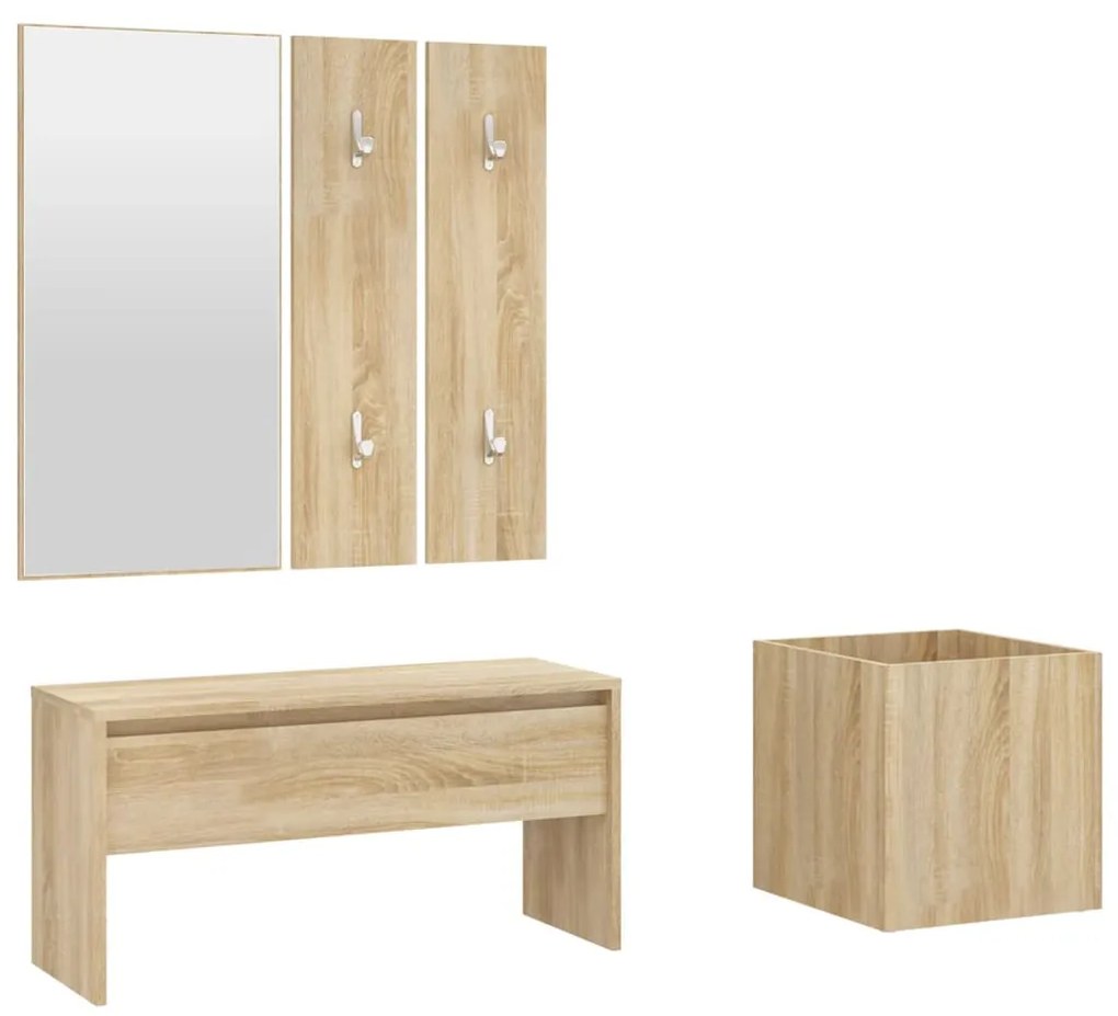 Set de mobilier pentru hol, stejar sonoma, lemn prelucrat