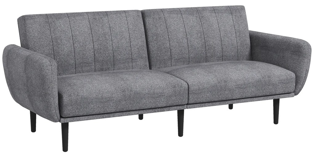 HOMCOM Canapea Extensibilă cu Spătar Rabatabil pe 3 Niveluri și 3 Locuri, Canapea Modernă din Material și Lemn, 208x84x82 cm | Aosom Romania