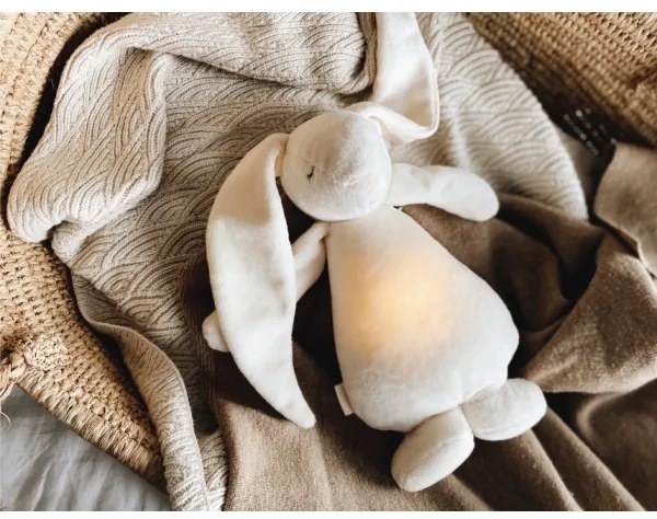 Pluș de îmbrățișat cu sunete și lumină Moonie iepuraș 2.0 organic sand