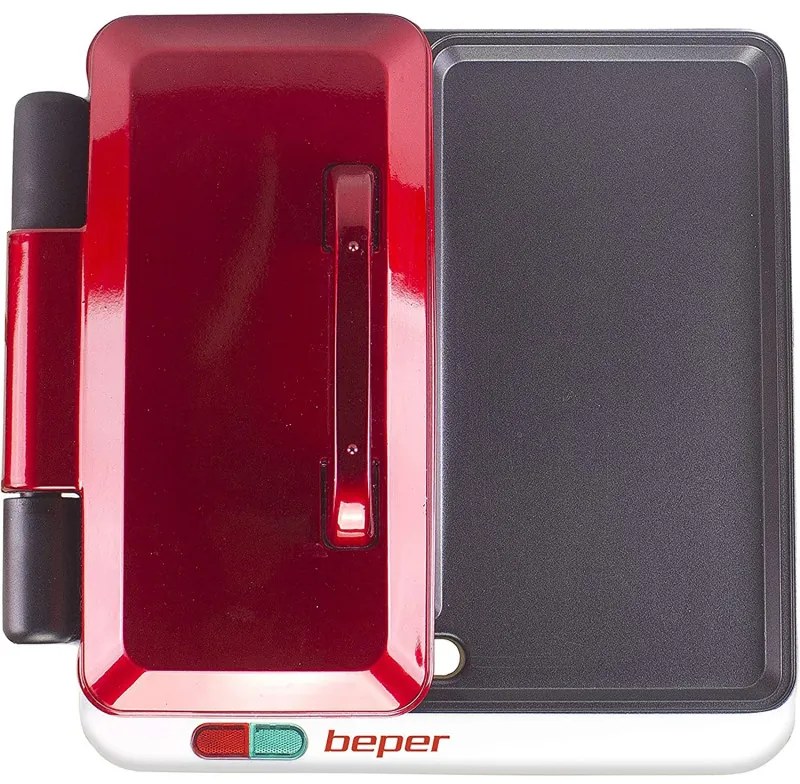 Gratar electric multifunctional Beper P101CUD500 4в1, 1000 W, 4 zone de gatit, Acoperire antiaderenta, Rosu