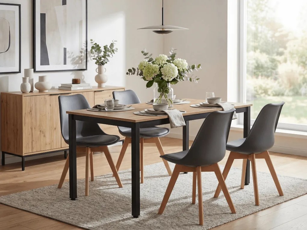 Scaun KITO gri inchis cu picioare din fag