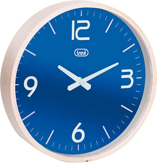 Ceas de perete cu quartz OM 3311 L, 25cm, carcasa lemn, albastru, Trevi