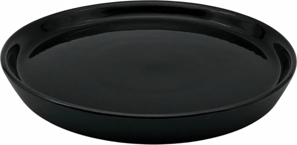 Farfurie Vulcano Mare 25cm Gresie Ceramica ( Negru lucios interior, Negru mat exterior)