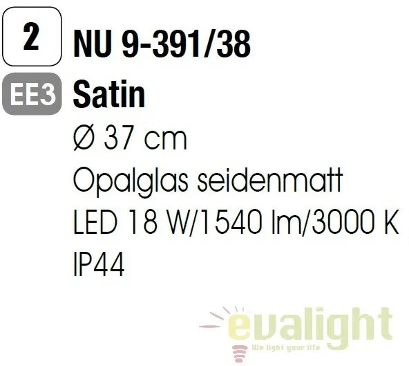 Plafoniera LED pentru baie IP44 Glanto 37cm NU 9-391/38 satin OR