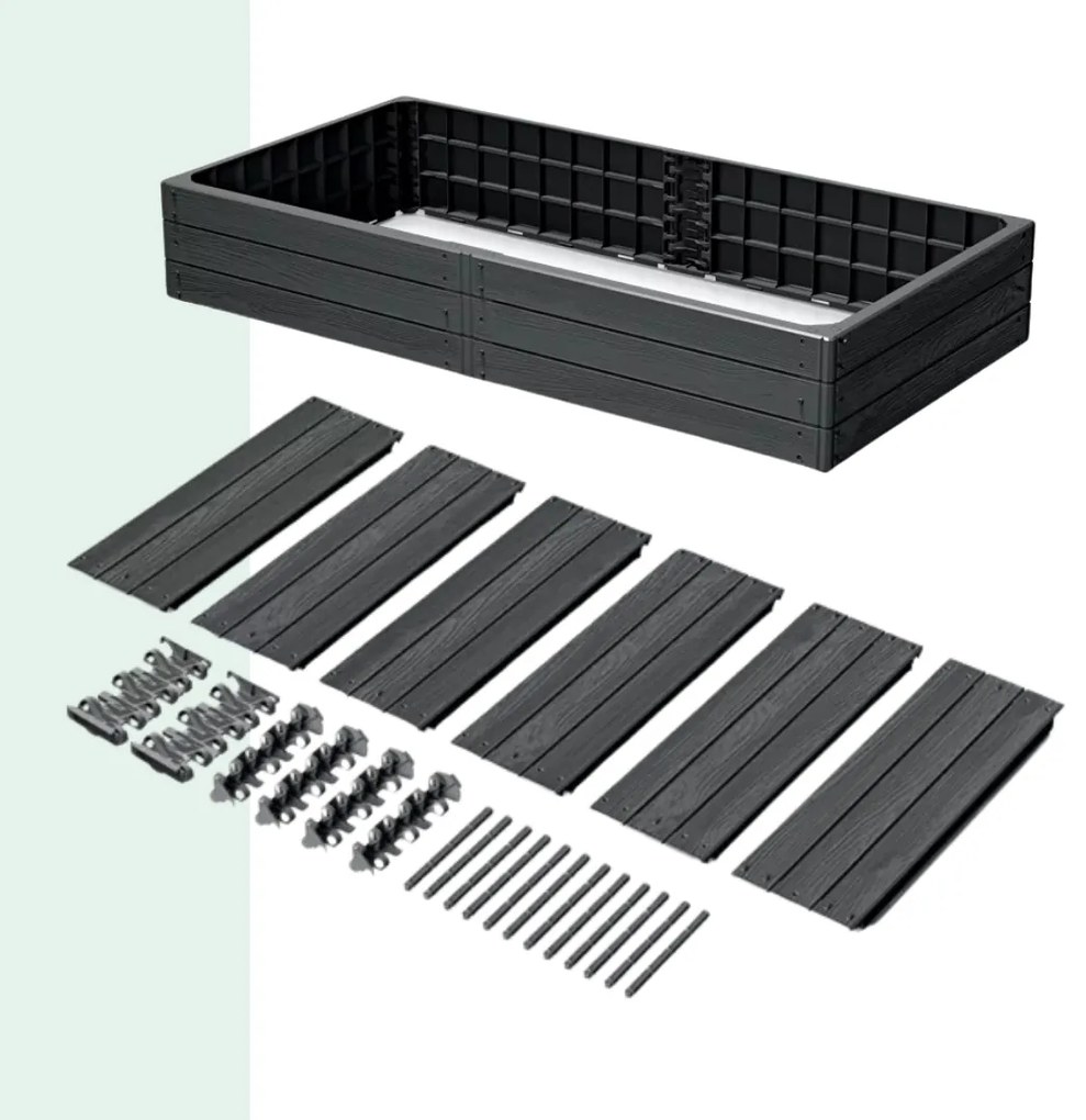 WOODY strat înălțat din plastic pentru grădină 149x75,6x25cm, antracit Prosperplast