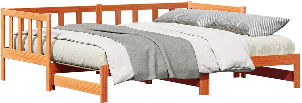 vidaXL Pat de zi extensibil Maroniu cerat 193.5 x 184 x 66 cm