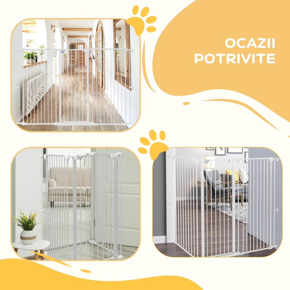 PawHut Poartă câini cu închidere dublă, barieră medie | Aosom Romania