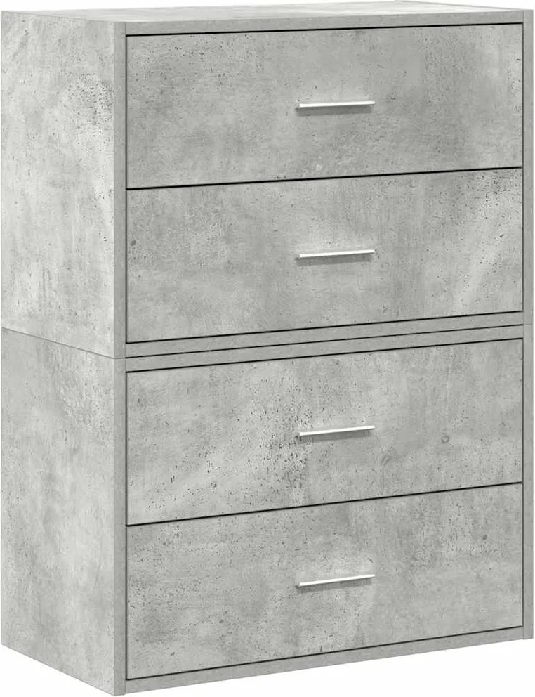 vidaXL Dulapuri cu 2 sertare 2 buc Beton Gri 60x31x40cm Lemn prelucrat